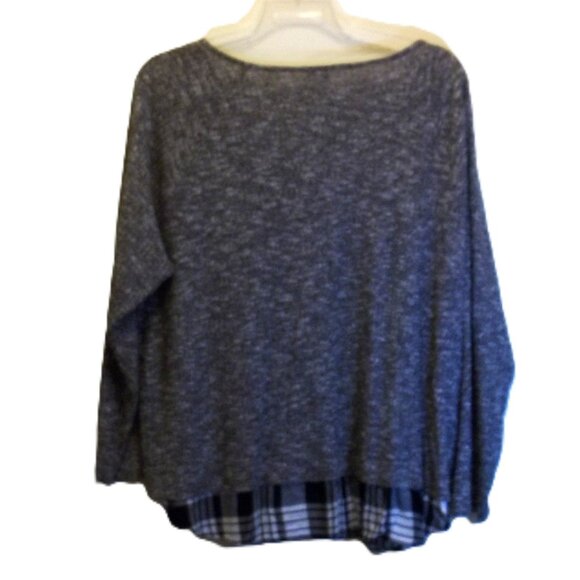 Est. 1946 SZ 26/28 Marled BLK L/S layered look top w/zipper accents - Picture 2 of 4